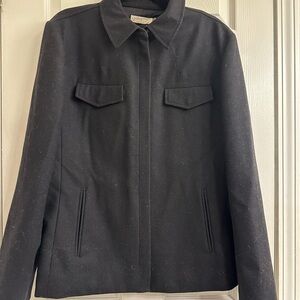 J. CREW PeacoatWool Blend WOMEN's XL Black  Zip Up